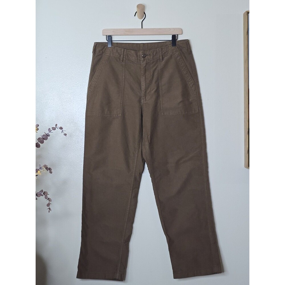 Uniqlo Baker Pants Mens M 30-33 Brown Moleskin Utility Work Straight 459707